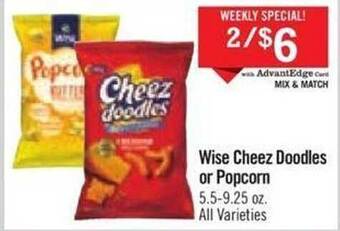 Price Chopper Wise cheez doodles or popcorn offer