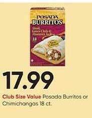 Stater Bros Posada burritos or chimichangas offer
