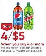 Stater Bros Mix and match pepsi 2 ltr offer