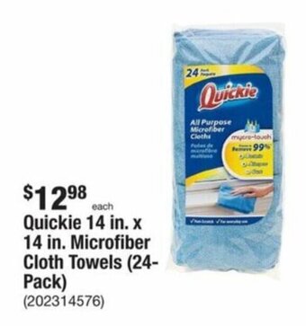 The Home Depot Quickie 14 in. x 14 in. Microfiber Cloth Towels (24-Pack) offer