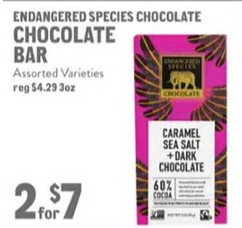 New Seasons Market Endangered species chocolate bar offer