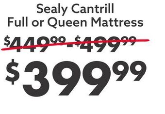 Big Lots Sealy cantrill full or queen mattress offer