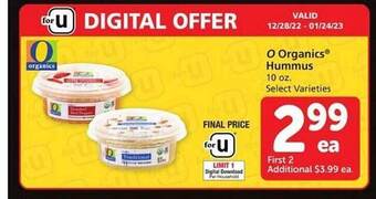 Vons O organics hummus offer