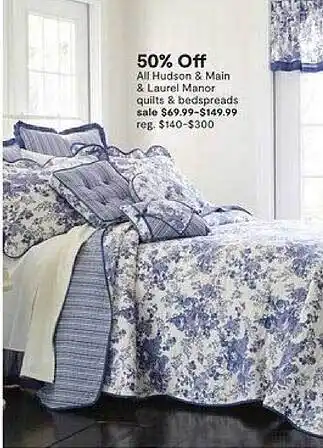JC Penney Hudson & main & laurel manor quilts & bedspreads offer