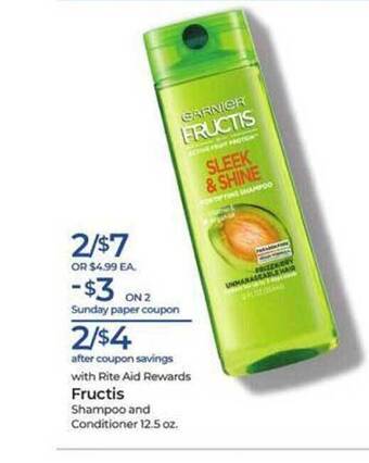 Rite Aid Fructis shampoo and conditioner offer