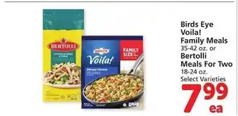 Vons Birds eye voila! family meals or bertolli meals for two offer