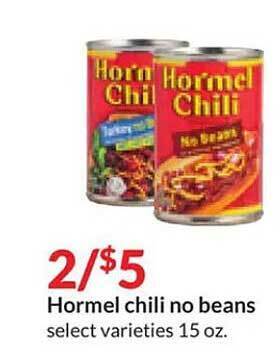 Hy-Vee Hormel chili no beans offer