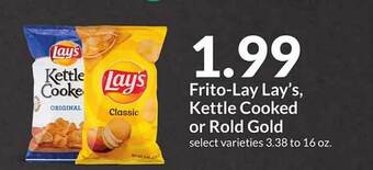 Hy-Vee Frito-lay lay's, kettle cooked or rold gold offer