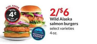 Hy-Vee Wild alaska salmon burgers offer