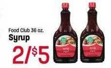 Maceys Food club syrup offer