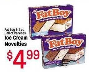 Maceys Fat boy ice cream novelties offer