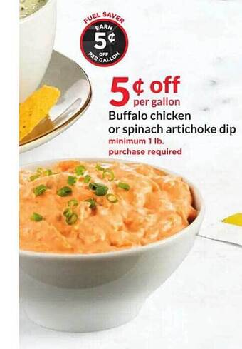 Hy-Vee Buffalo chicken or spinach artichoke dip offer