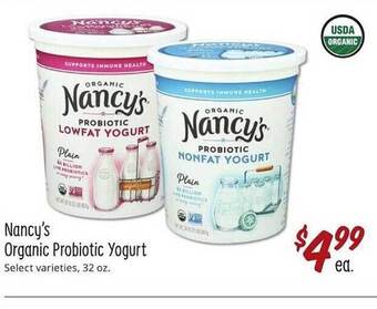 Sprouts Farmers Market Nancy's organic probiotic yogurt offer