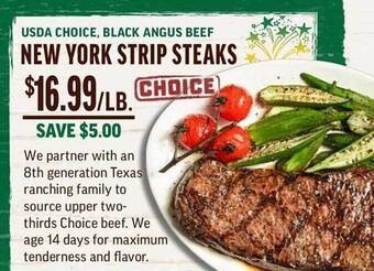 Central Market New york strip steaks offer