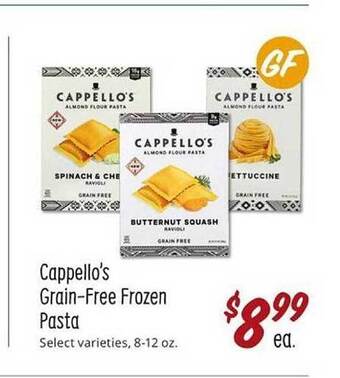 Sprouts Farmers Market Cappello's grain-free frozen pasta offer
