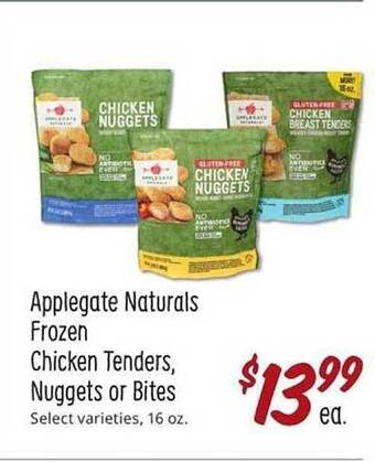 Sprouts Farmers Market Applegate naturals frozen chicken tenders, nuggets or bites offer