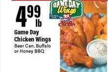 Big Y Game day chicken wings offer