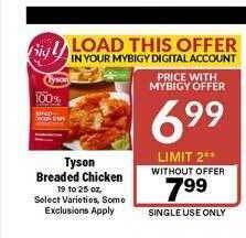 Big Y Tyson breaded chicken offer