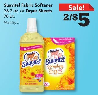 Family Dollar Suavitel fabric softener 28.7 oz. or dryer sheets 70 ct. offer