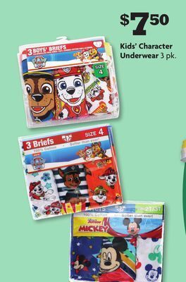Family Dollar Kids' character underwear offer