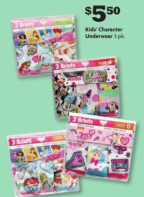 Family Dollar Kids' character underwear offer