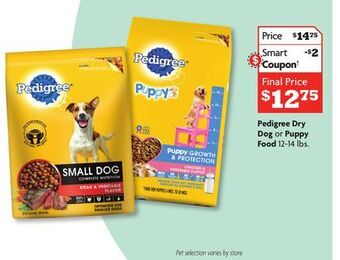 Family Dollar Pedigree dry dog or puppy food offer