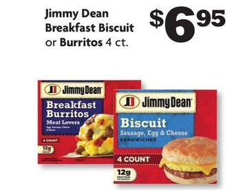 Family Dollar Jimmy dean breakfast biscuit or burritos offer