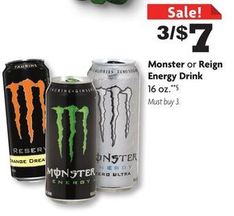 Family Dollar Monster or reign energy drink offer