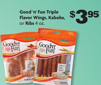 Family Dollar Good 'n' fun triple flavor wings, kabobs, or ribs offer