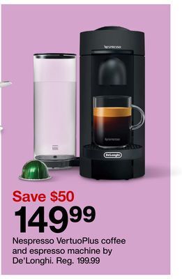 Target Nespresso vertuoplus coffee and espresso machine by de'longhi offer