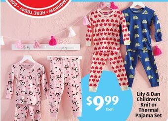 Aldi Lily & dan children's knit or thermal pajama set offer