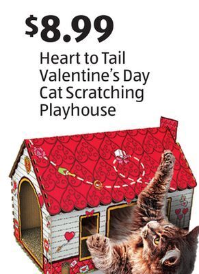 Aldi Heart to tail valentine's day cat scratching playhouse offer