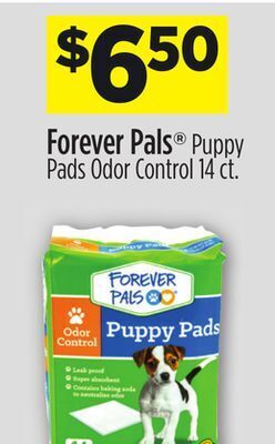 Dollar General Forever pals® puppy pads odor control offer