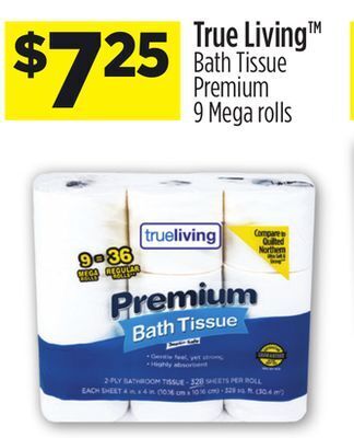 Dollar General True living bath tissue premium offer
