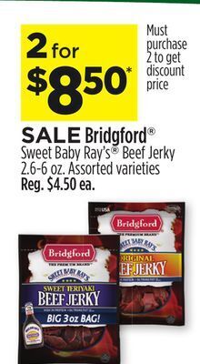 Dollar General Bridgford® sweet baby ray's® beef jerky offer