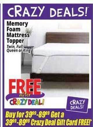 Ocean State Job Lot Memory foam mattress topper offer