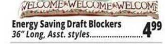 Ocean State Job Lot Energy saving draft blockers offer