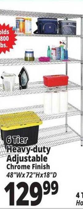 Ocean State Job Lot 6 tier heavy-duty adjustable chrome finish offer