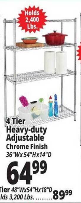Ocean State Job Lot 4 tier heavy-duty adjustable chrome finish offer