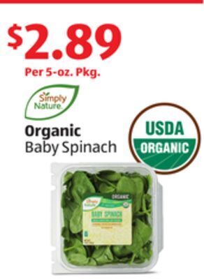 Aldi Organic baby spinach offer