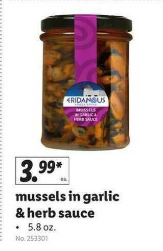 Lidl Mussels In Garlic & Herb Sauce offer