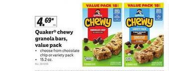 Lidl Quaker Chewy Granola Bars offer