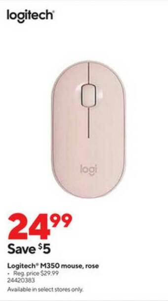 Staples Logitech M350 Mouse Rose offer