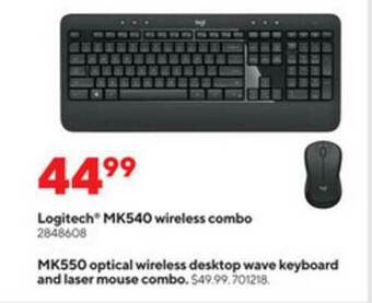 Staples Logitec Mk540 Wireless Combo Mk550 Optical Wireless Desktop Wave Keyboard And Laser Mouse Combo offer