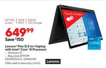 Staples Lenovo Flex 5i 2-in-1 Laptop With Intel Core I5 Processor offer