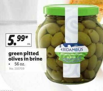 Lidl Green Pitted Olives In Brine offer