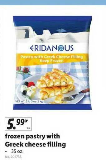Lidl Frozen Pastry With Greek Cheese Filling offer
