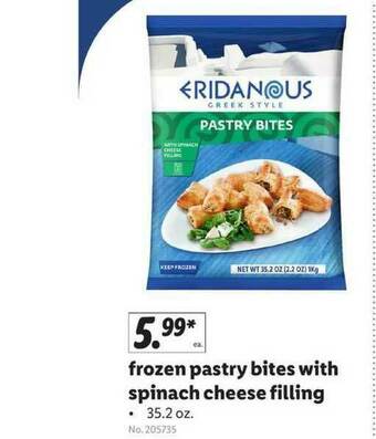 Lidl Frozen Pastry Bites With Spinach Cheese Filling offer