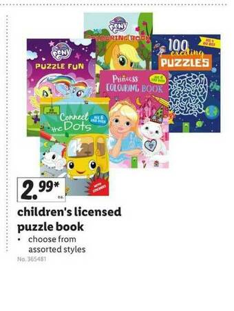 Lidl Children's Licensed Puzzle Book offer