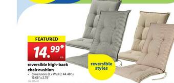 Lidl Reversible High-back Chair Cushion offer
